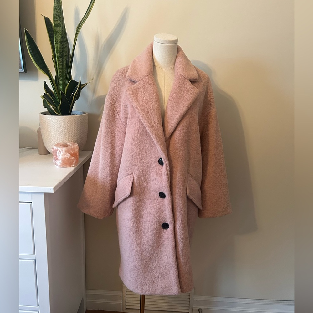 Sanctuary Faux Fur Dusty Pink Jacket M